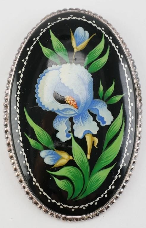 HANDPAINTED STERLING SILVER PIN