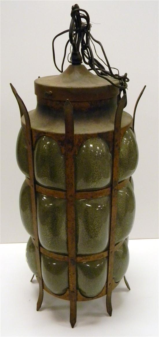Hanging lantern with green convex