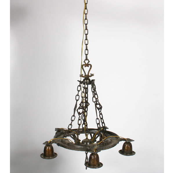 Hanging metal lamp; hammered