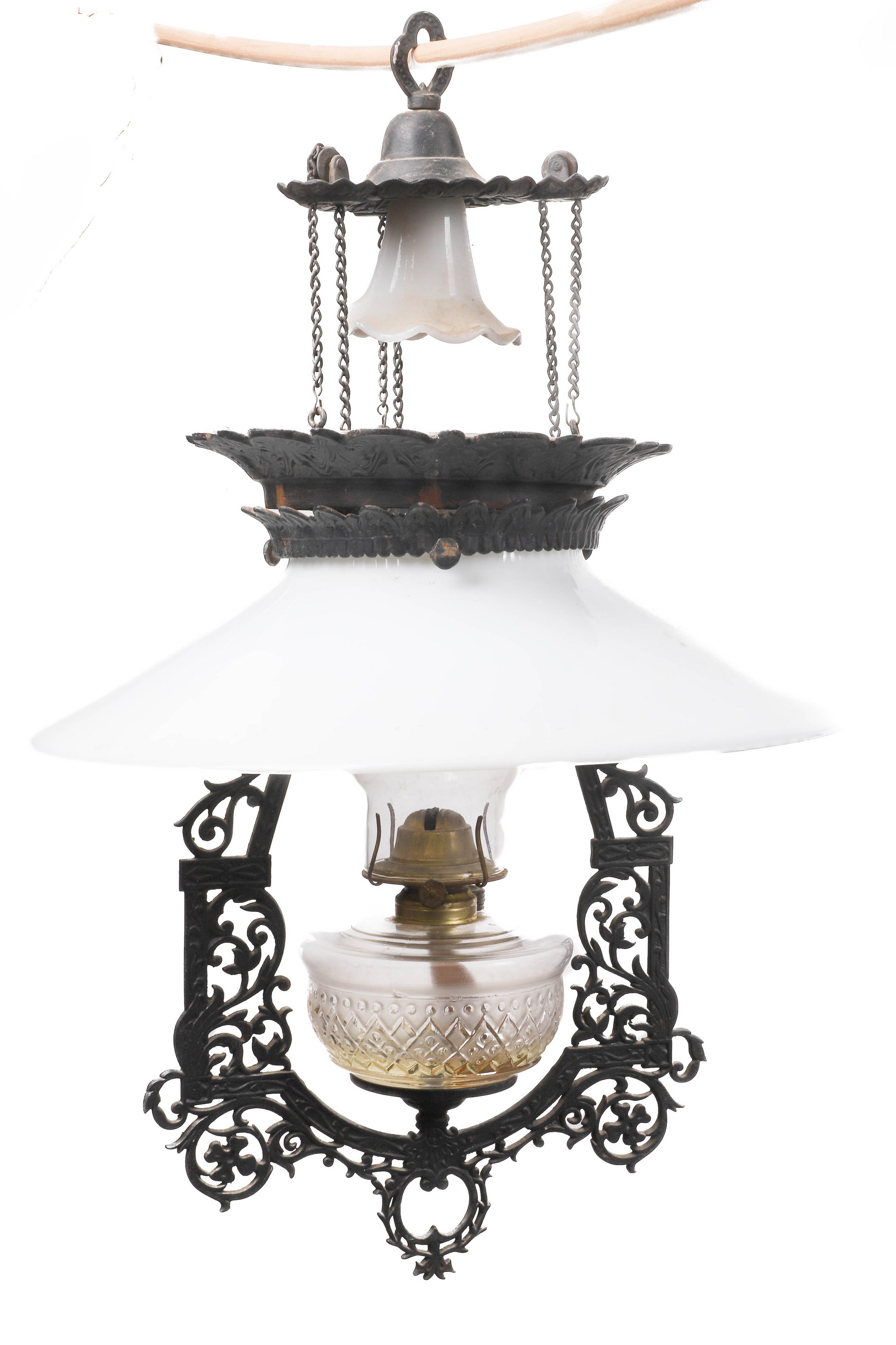 Hanging oil lamp, cast iron