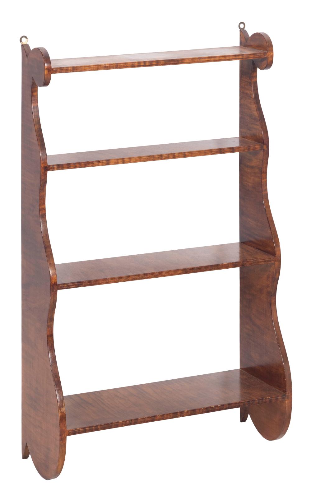 HANGING TIGER MAPLE WALL SHELF 20TH