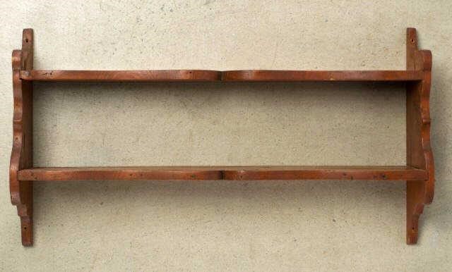 HANGING TWO-LEVEL PINE SHELF,