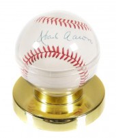 HANK AARON SIGNED BALL & DISPL