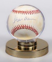 Hank Aaron signed OBNL - white