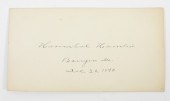 HANNIBAL HAMLIN AUTOGRAPH CARD