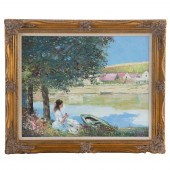 HANS AMIS. LADY SEATED BY THE