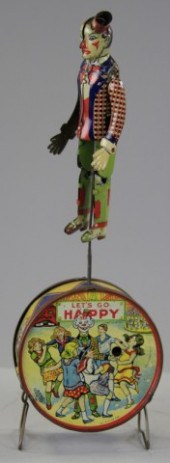 ''HAPPY'' CLOWN ON DRUM TOY Ki