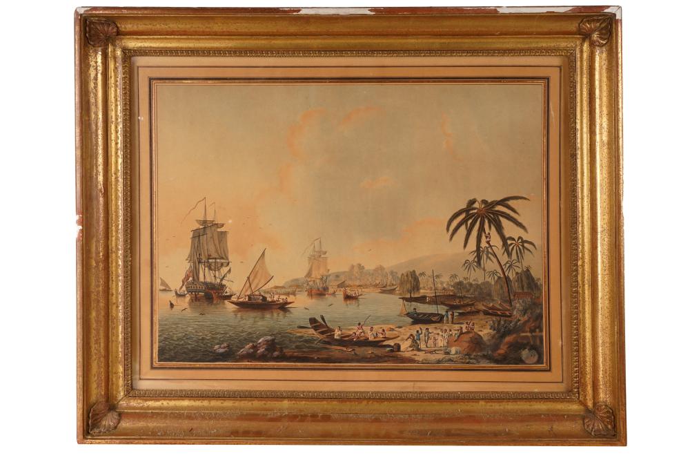 HARBOR SCENEcolored print,