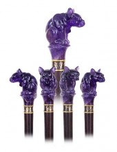 HARD STONE FIGURAL CANE-Ca. 19