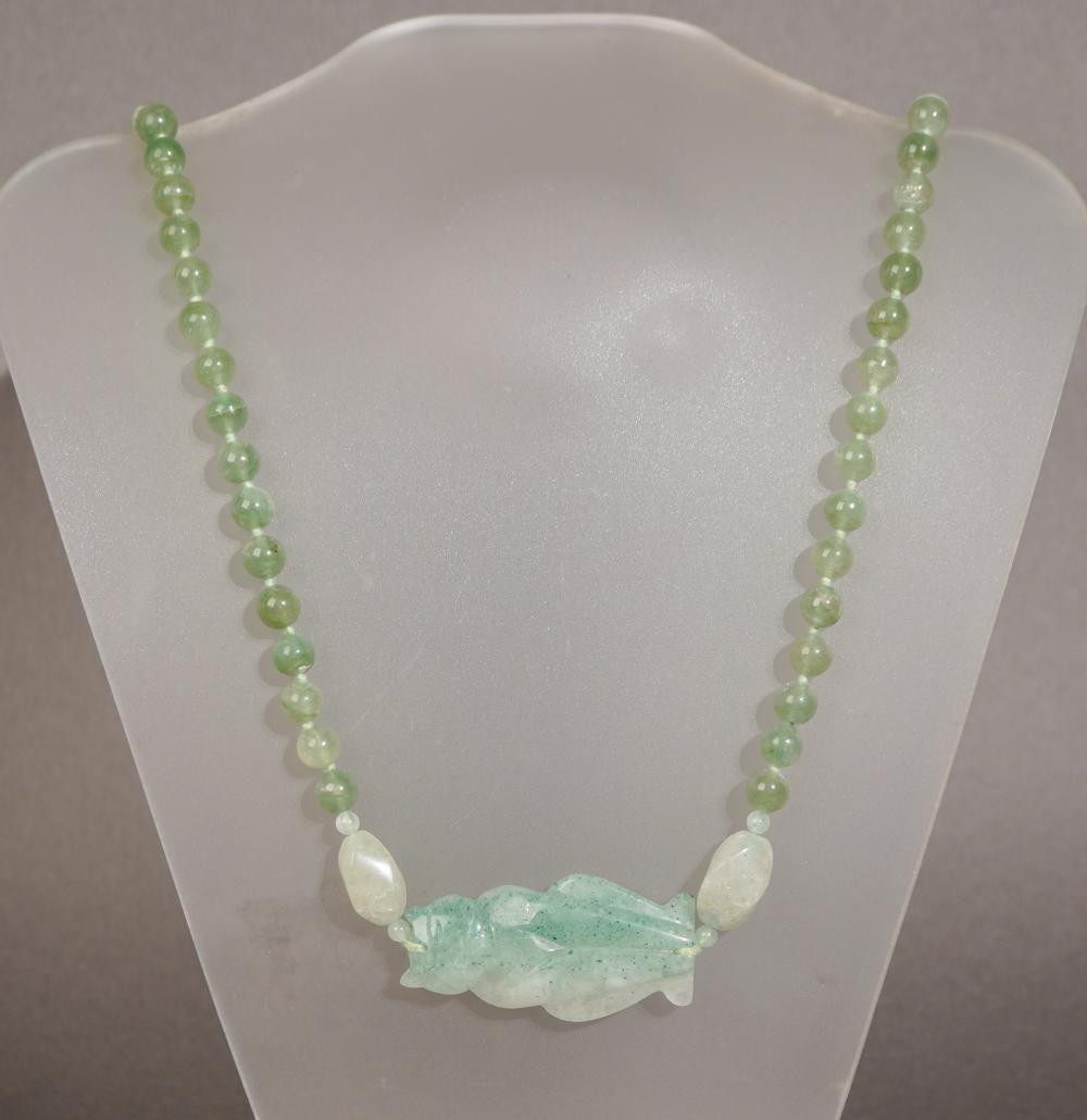 HARDSTONE BEAD AND CARVED AMULET