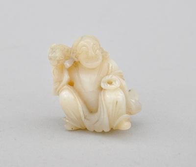 Hardstone Okimono of Seated Man