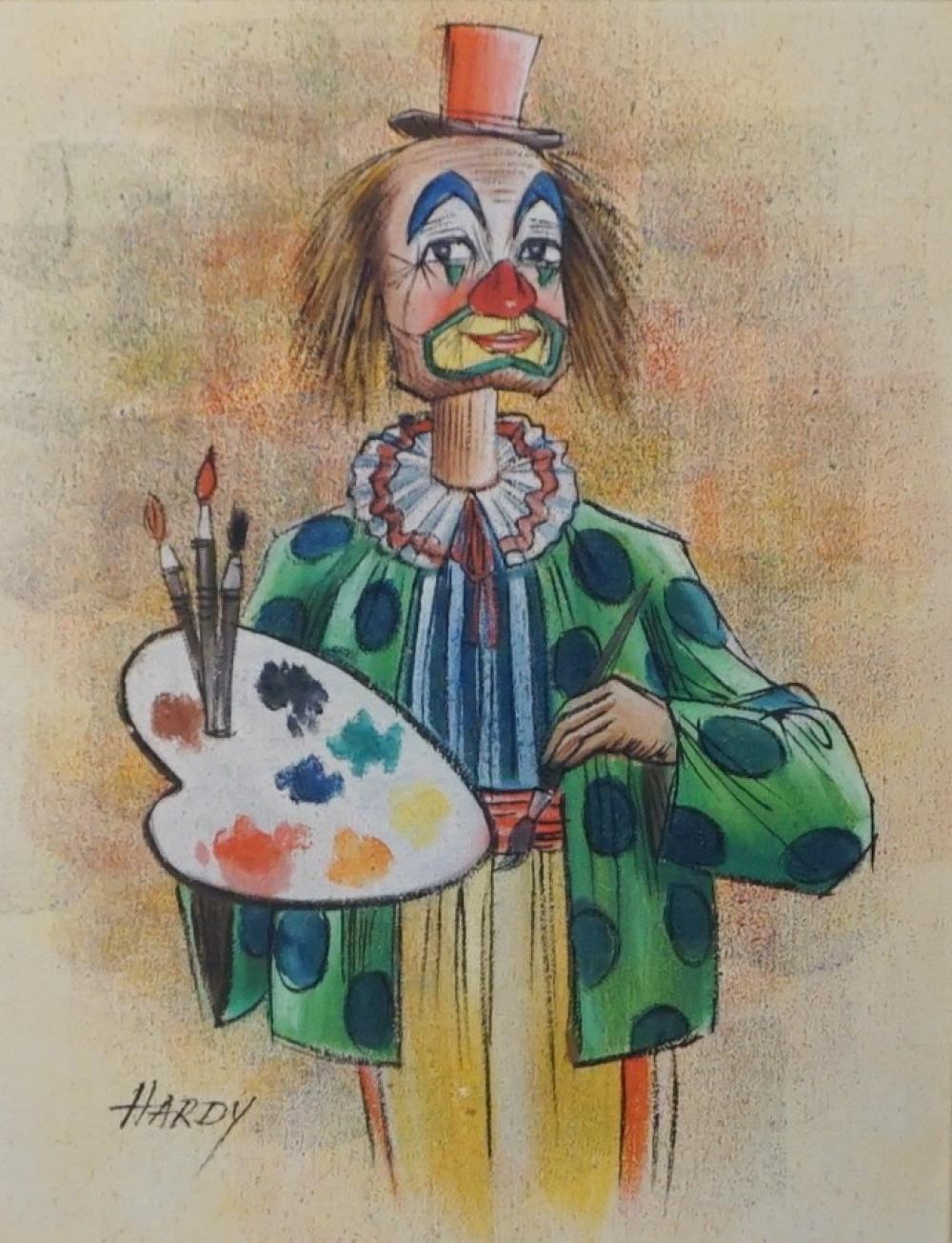 HARDY, CLOWN ARTIST, OIL ON CANVAS,