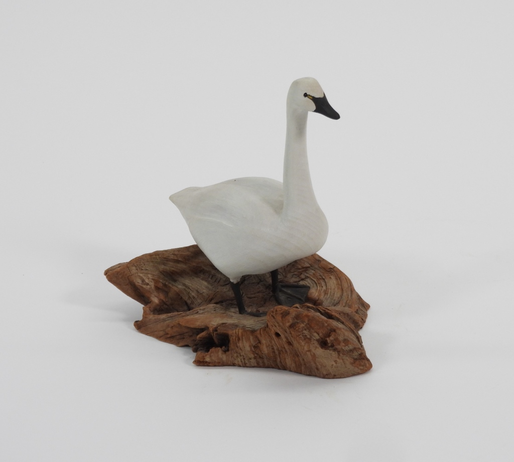HAROLD GIBBS CARVED WOOD SWAN