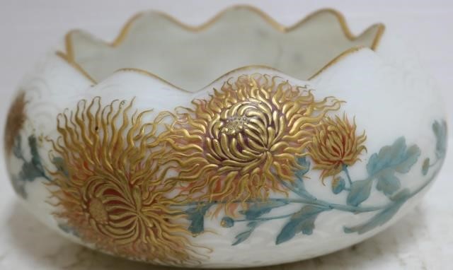 HARRACH ART GLASS BOWL, RUFFLED TOP