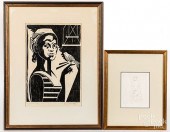 HARRY BRODSKY BLOCK PRINT, ETC
