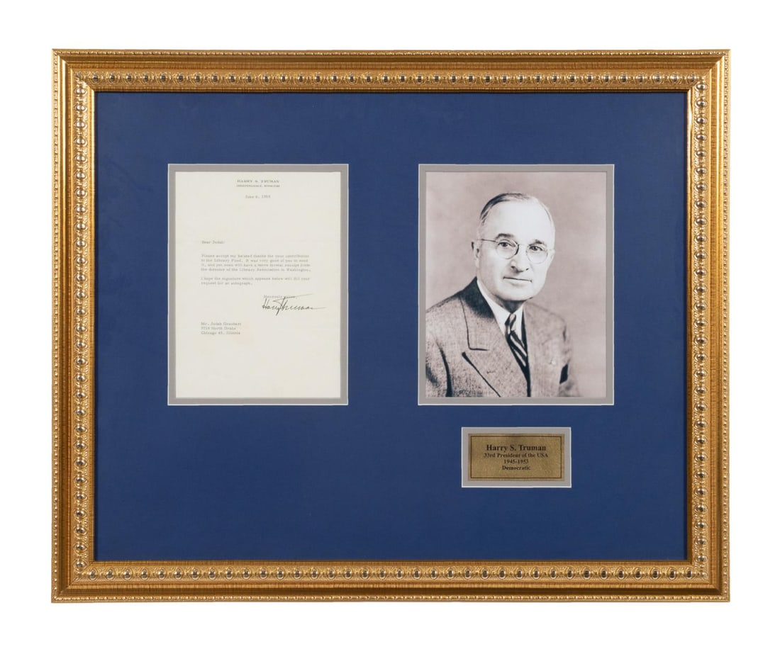 HARRY S.TRUMAN SIGNED LETTER AND