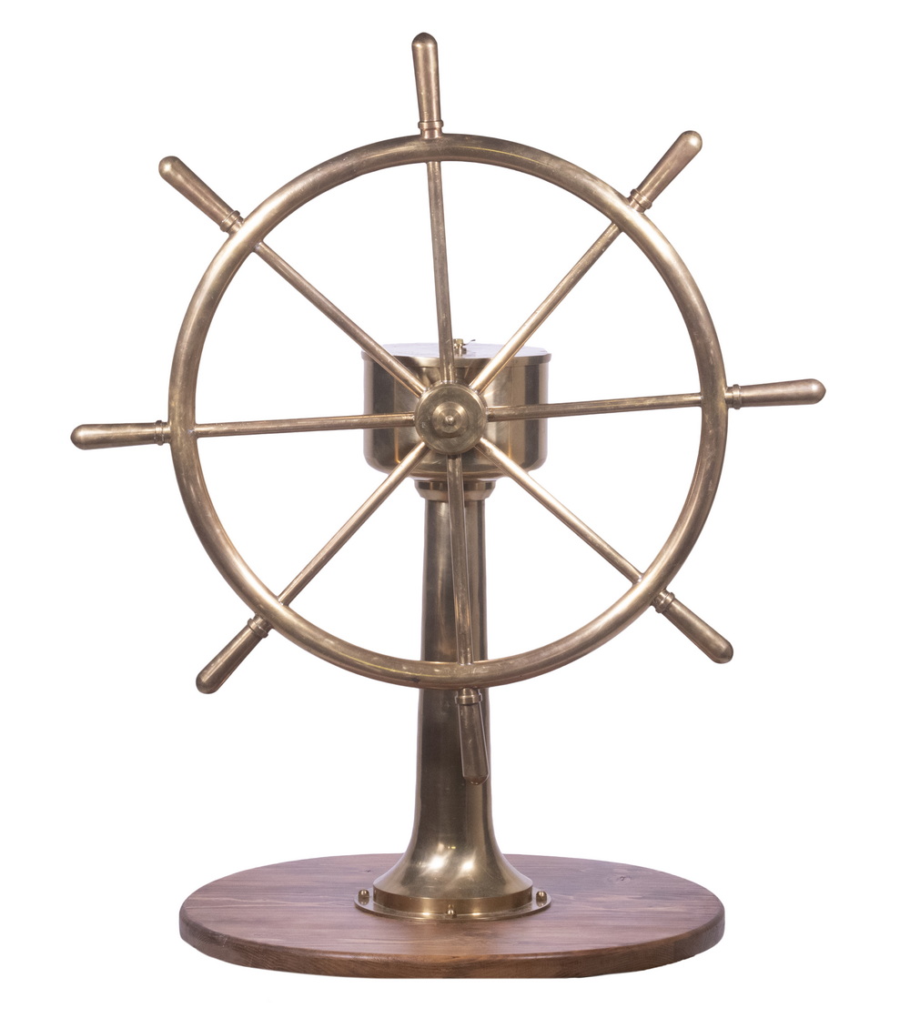 HASTIE SOLID BRASS SHIP'S HELM ON