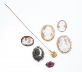 Hat pin and cameo grouping to