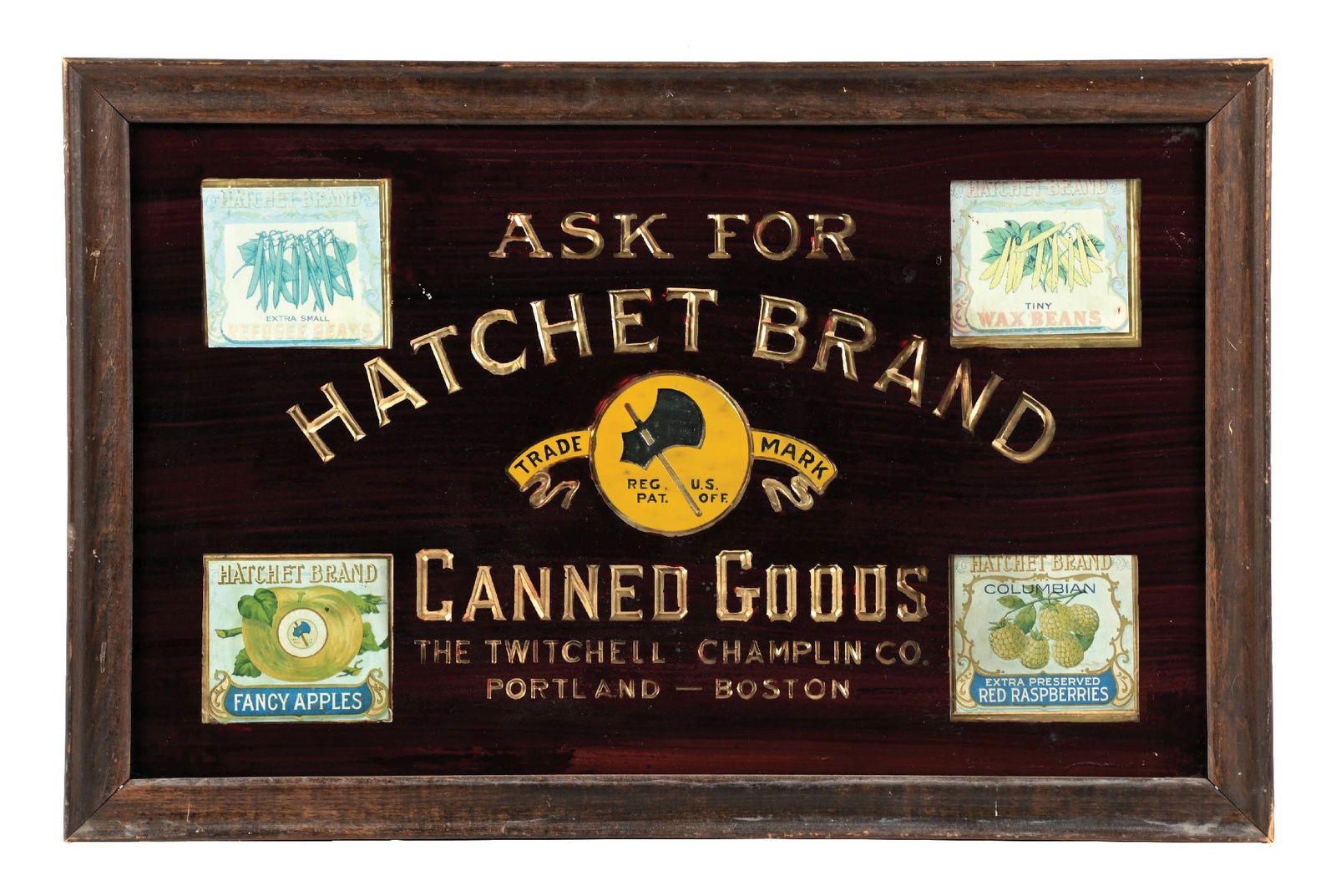 HATCHET BRAND CANNED GOODS SIGN
