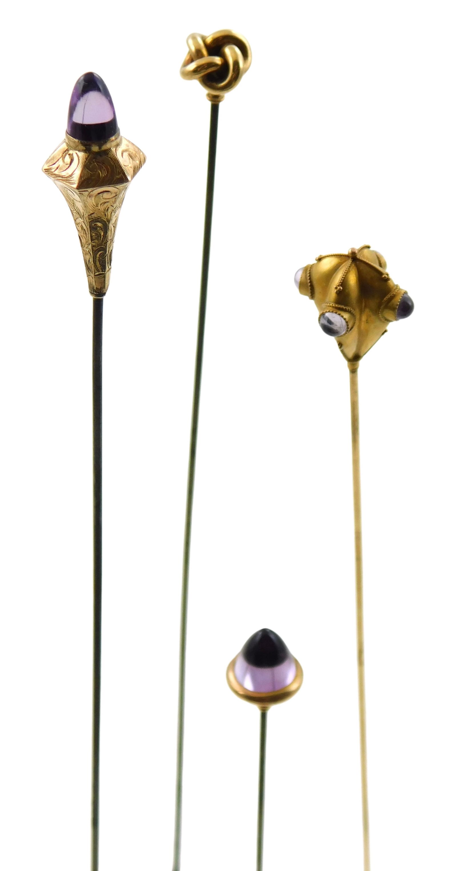 HATPINS: FOUR PIECES: ONE 14K