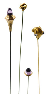 HATPINS: FOUR PIECES: ONE 14K