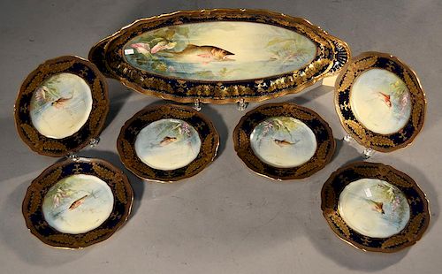 HAVILAND LIMOGES FISH SETHaviland