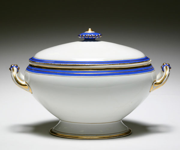 Haviland soup tureen with cobalt