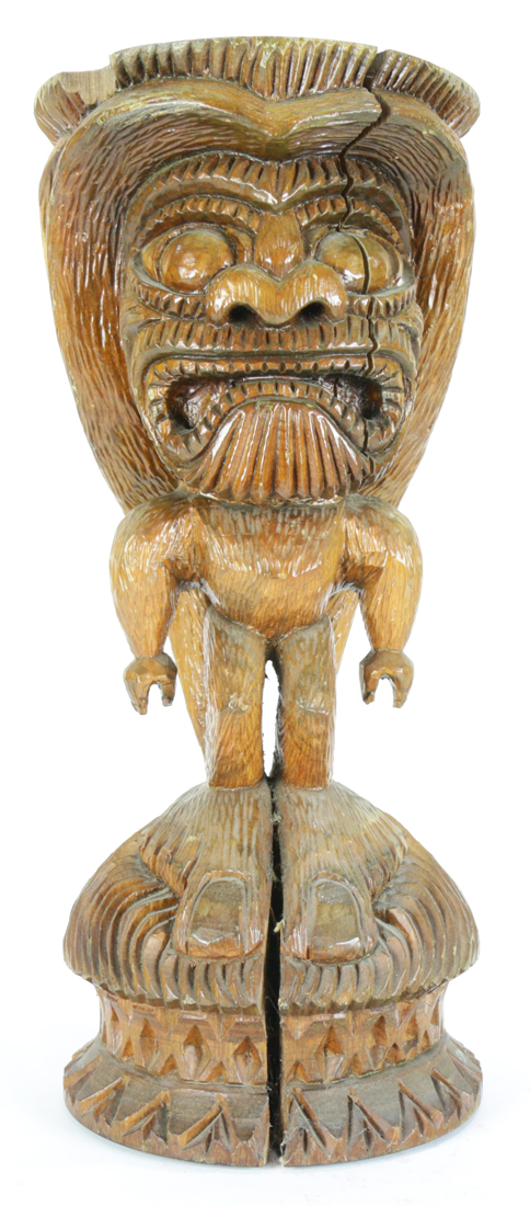 HAWAIIAN CARVED STOOL, 17.5"H