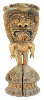 HAWAIIAN CARVED STOOL, 17.5"H