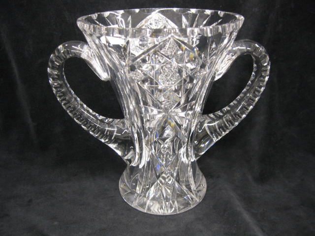 Hawkes Cut Glass Handled Vase