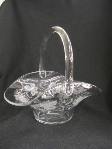 Hawkes Engraved Glass Basket leaf &
