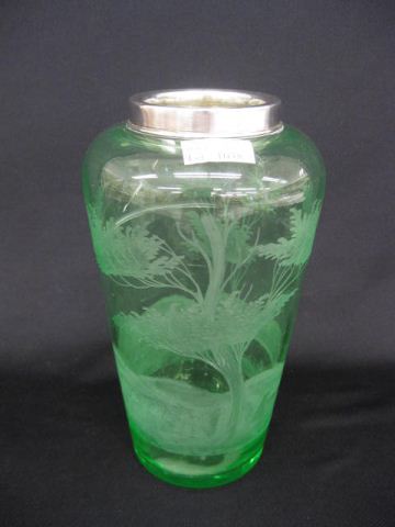 Hawkes Etched Green Glass