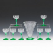 HAWKES FAN VASE AND SEVEN TIFF