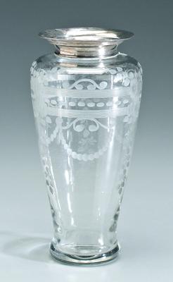 Hawkes silver mounted vase, fine
