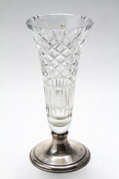 HAWKES VASE WITH STERLING SILV