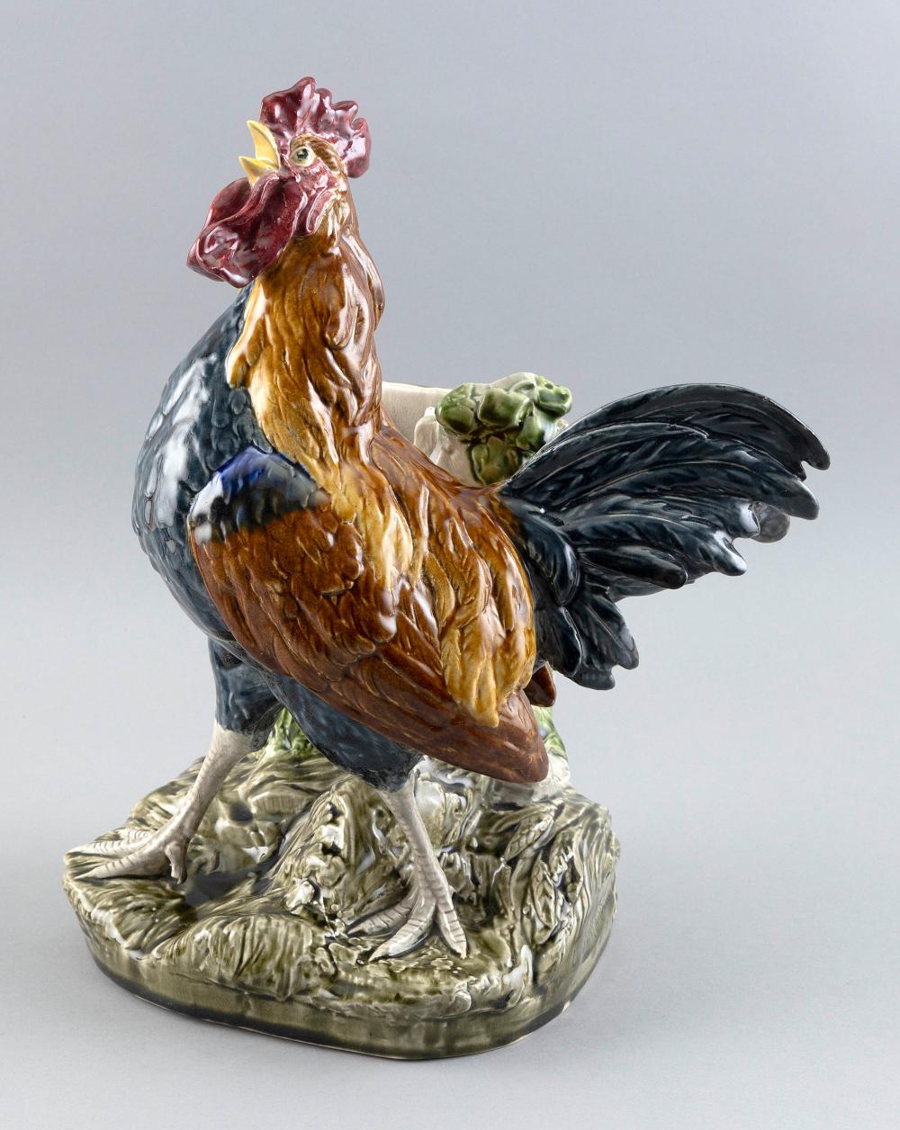 H.B. CHOISY MAJOLICA ROOSTER BY