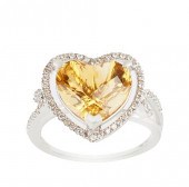 HEART CUT CITRINE AND DIAMOND
