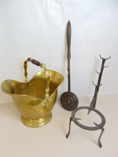 HEARTH LOT, BRASS COAL BIN, TO