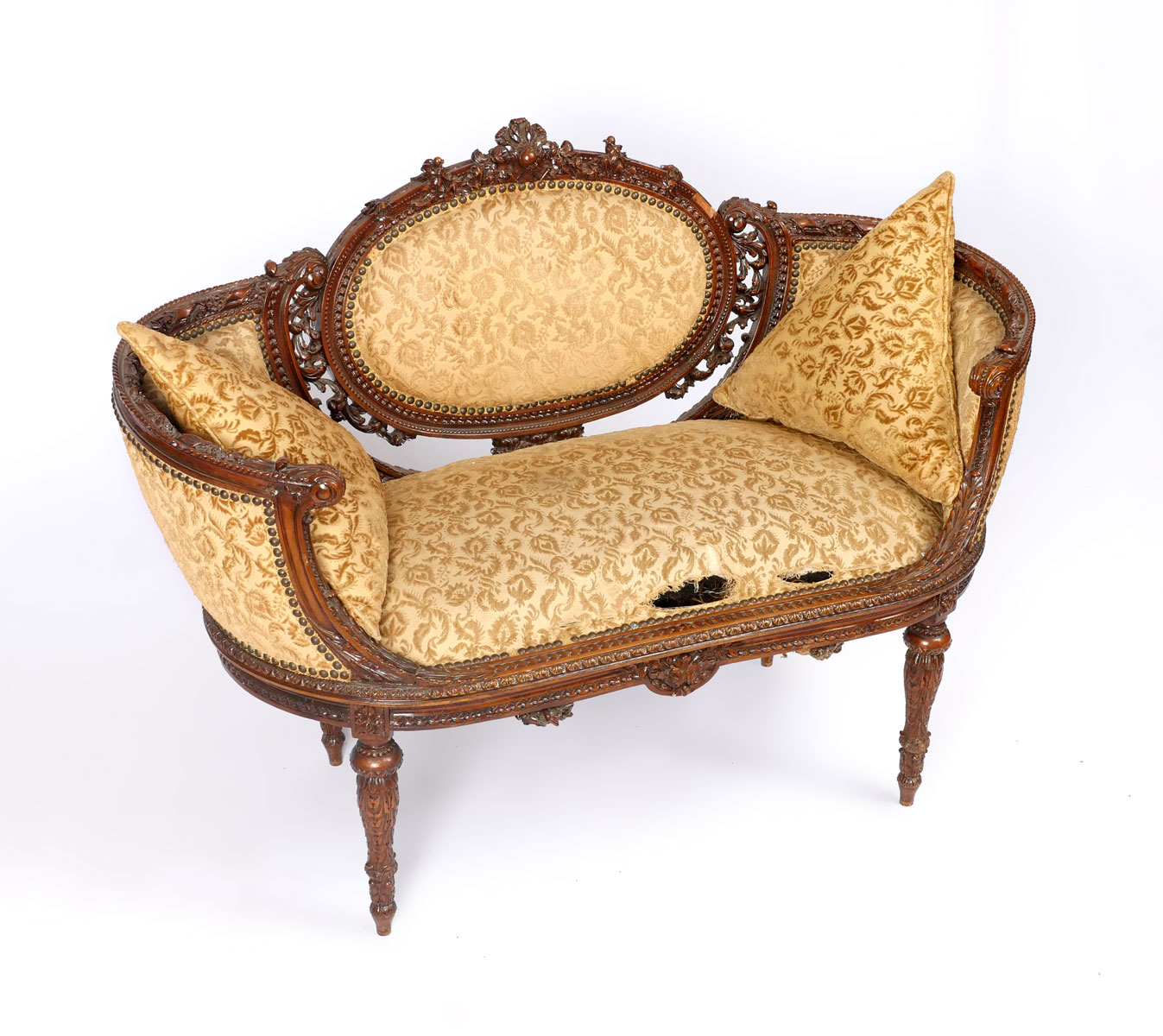 HEAVILY CARVED DIMINUTIVE SETTEE: