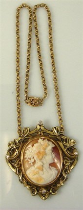 Heavily carved shell cameo in