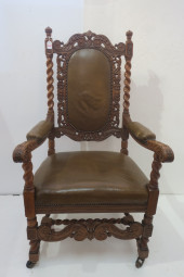 HEAVILY CARVED VINTAGE OAK THR