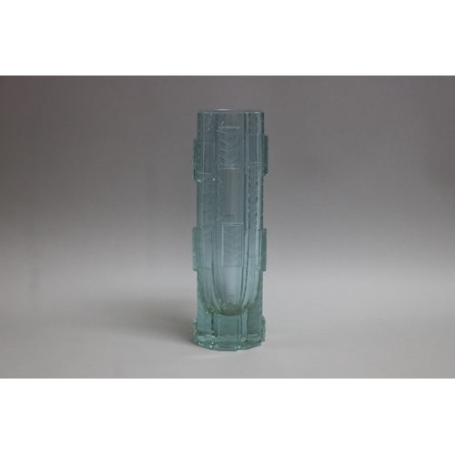Heavy Art Deco glass vase of