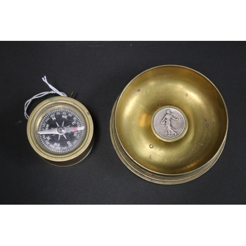Heavy brass desk top compass