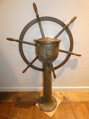HEAVY BRASS SHIP'S WHEELFine, old