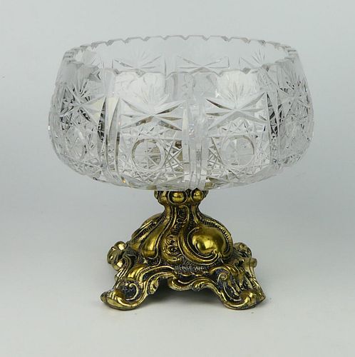 HEAVY CUT CRYSTAL AND BRASS