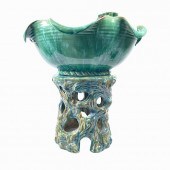 HEAVY MAJOLICA POTTERY FIGURAL
