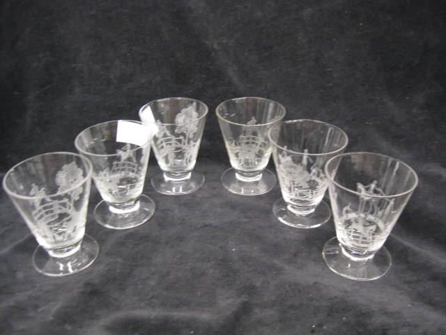 Heisey Glass ''Fox Chase'' Etched