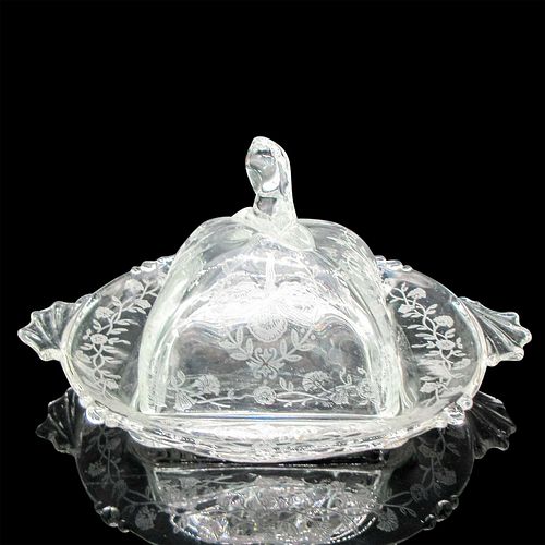 HEISEY GLASS SQUARE BUTTER DISH,