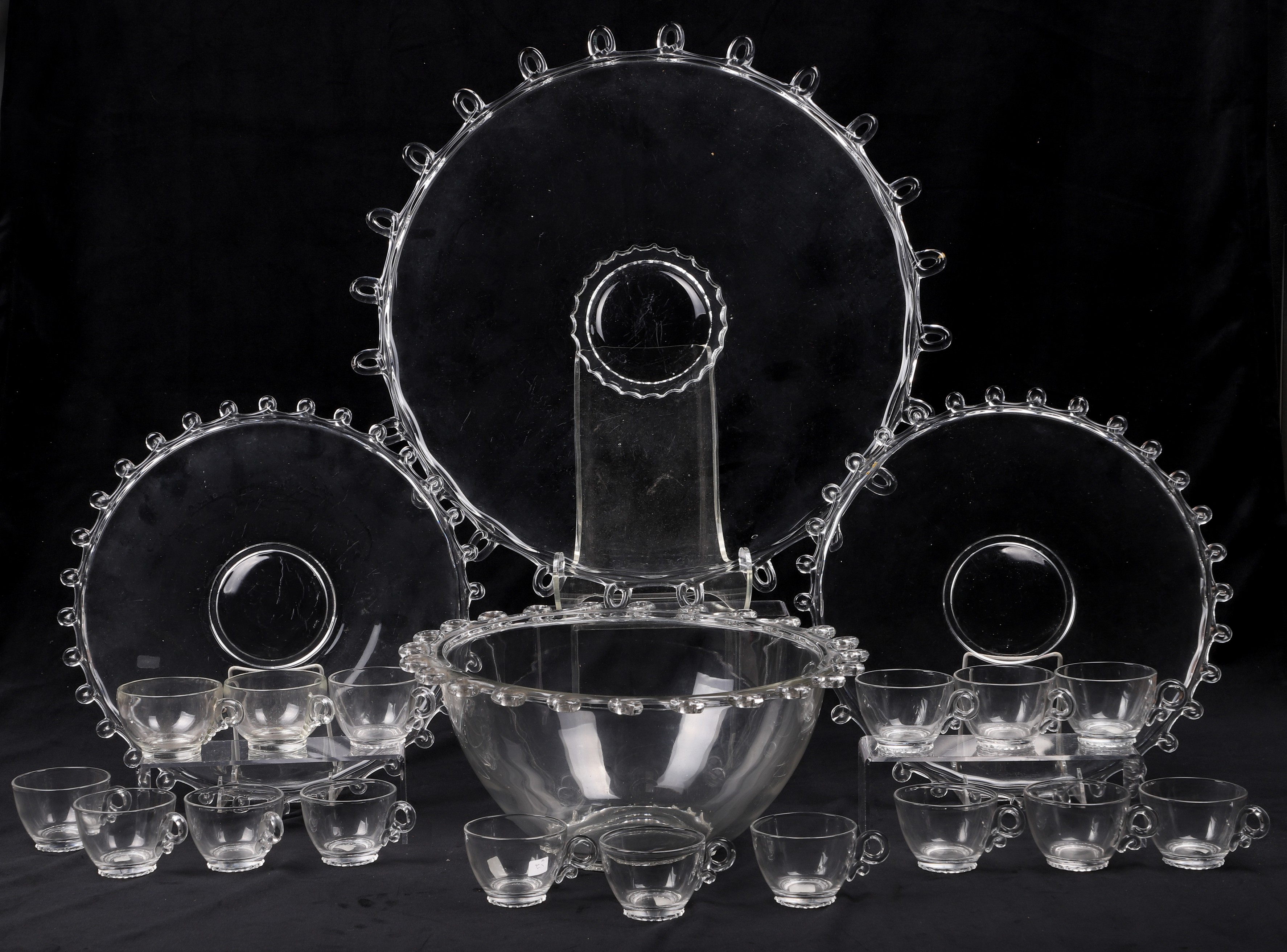 Heisey Lariat punch bowl set, c/o