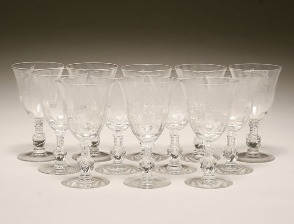Heisey Rose stemware, 12pc;